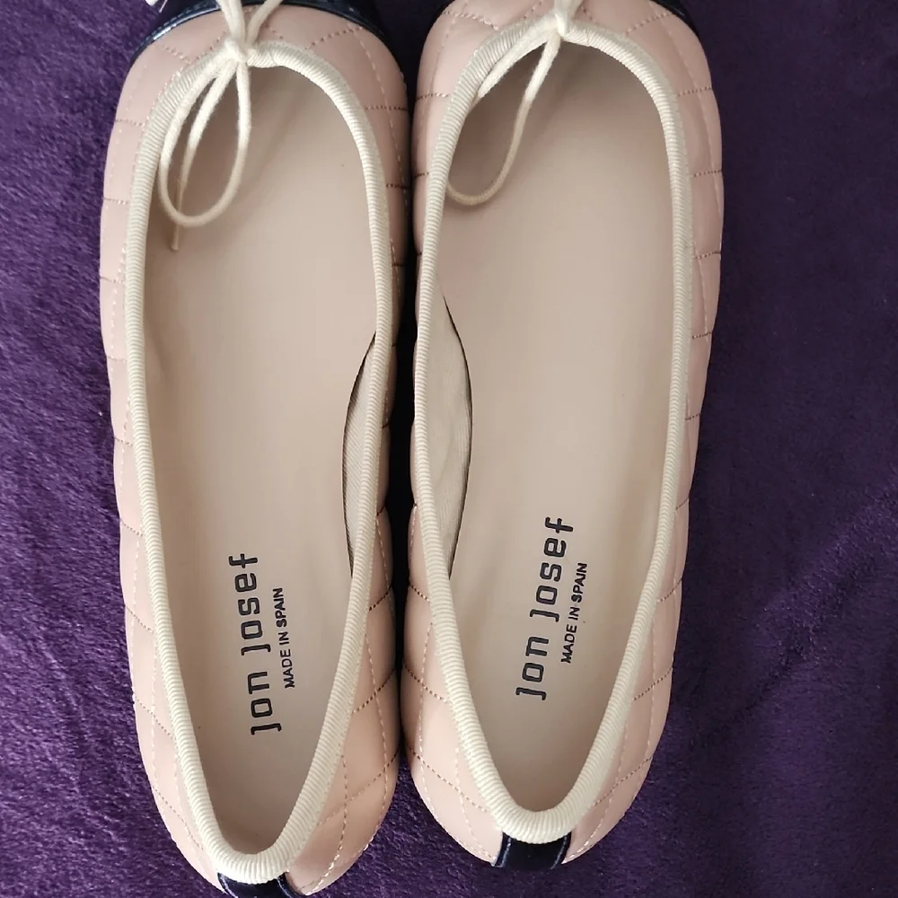 Jon Josef Quilted Beige and Black Flats - Picture 8 of 8